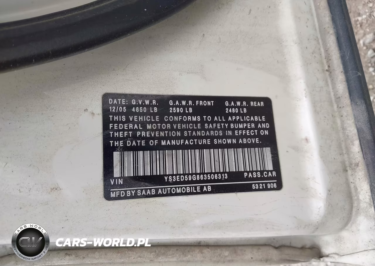2006 Saab 9-5 2.3T VIN:YS3ED59G863506313 - 9