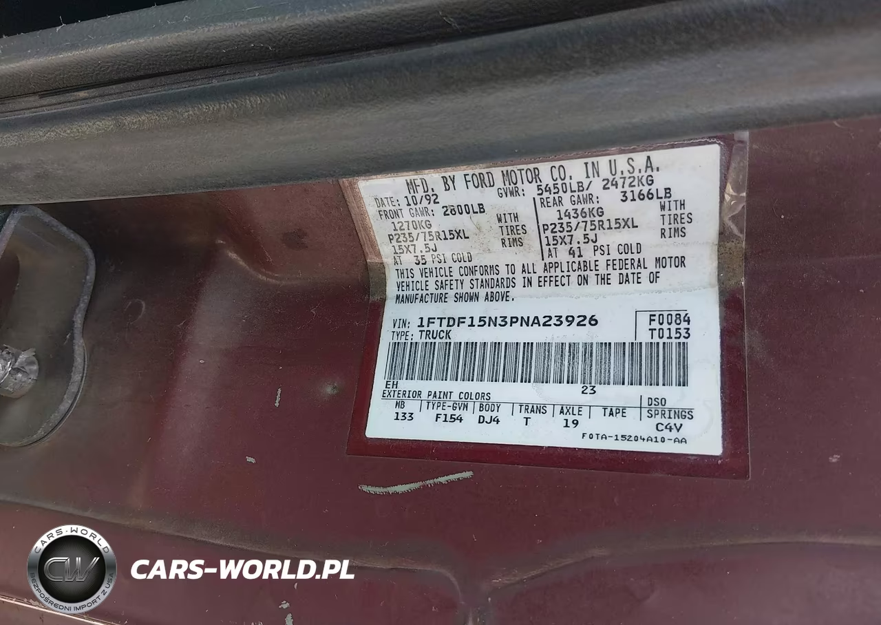 1993 Ford F150 VIN:1FTDF15N3PNA23926 - 9