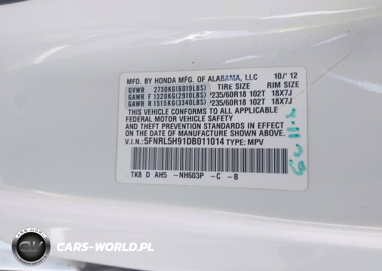 2013 Honda Odyssey Touring-Touring Elite VIN:5FNRL5H91DB011014 - 9