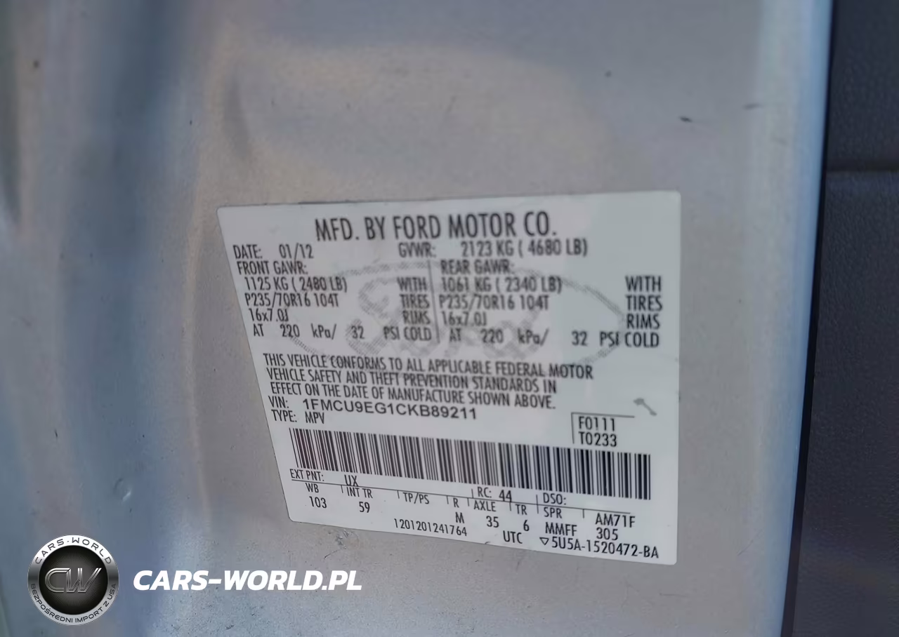 2012 Ford Escape Limited VIN:1FMCU9EG1CKB89211 - 9