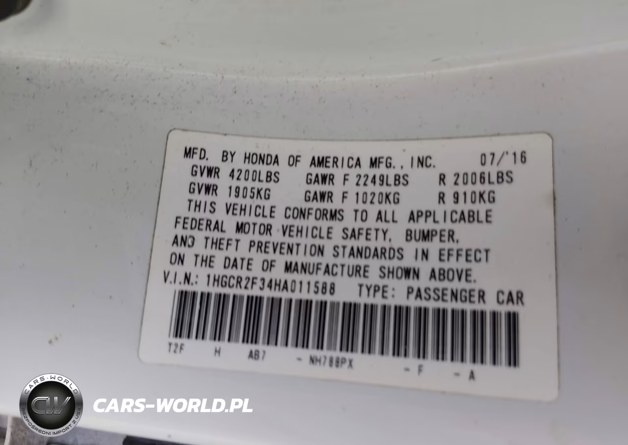 2017 Honda Accord Lx VIN:1HGCR2F34HA011588 - 9
