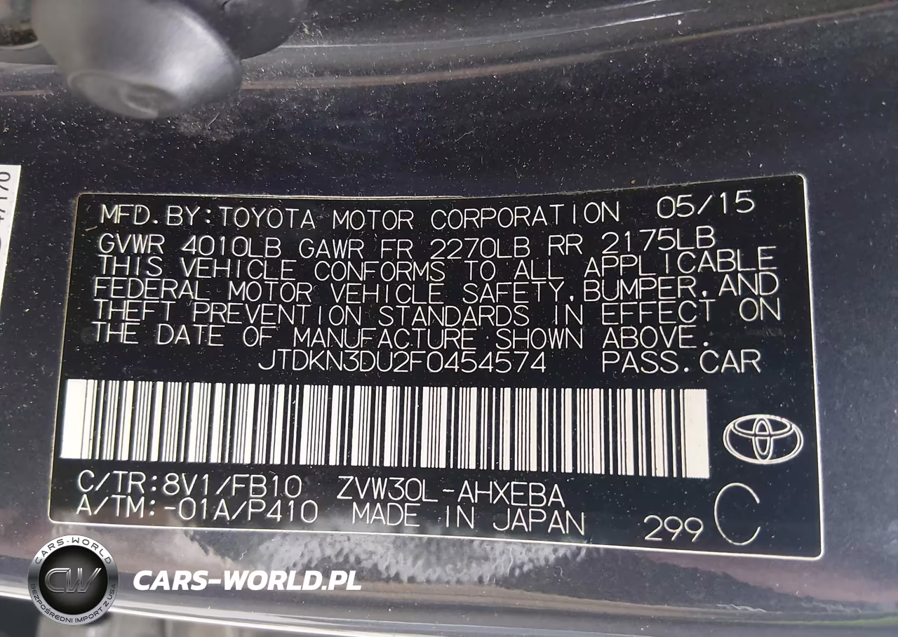 2015 Toyota Prius Two VIN:JTDKN3DU2F0454574 - 9