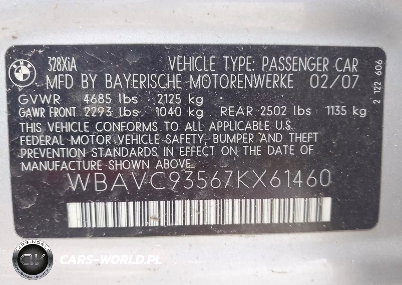 2007 BMW 328Xi VIN:WBAVC93567KX61460 - 9