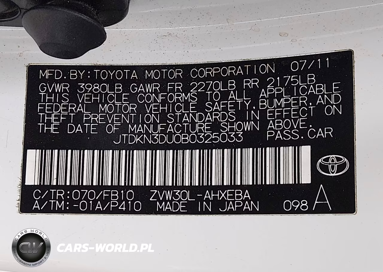 2011 Toyota Prius Two VIN:JTDKN3DU0B0325033 - 9