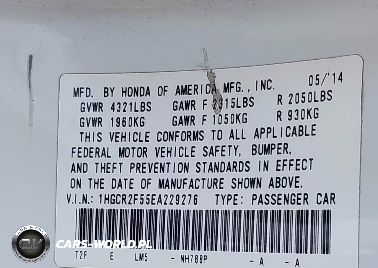 2014 Honda Accord Sport VIN:1HGCR2F55EA229276 - 9
