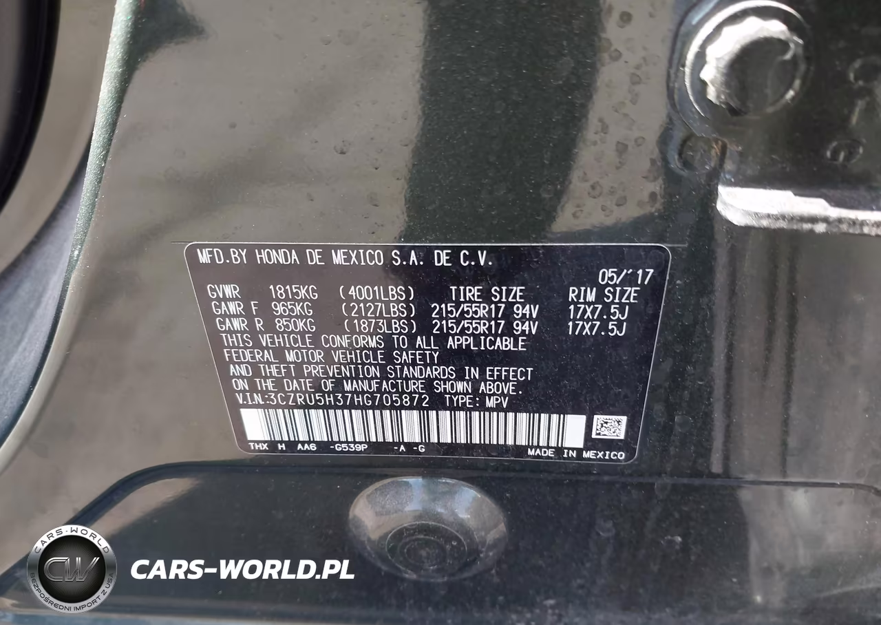 2017 Honda Hr-V Lx VIN:3CZRU5H37HG705872 - 9