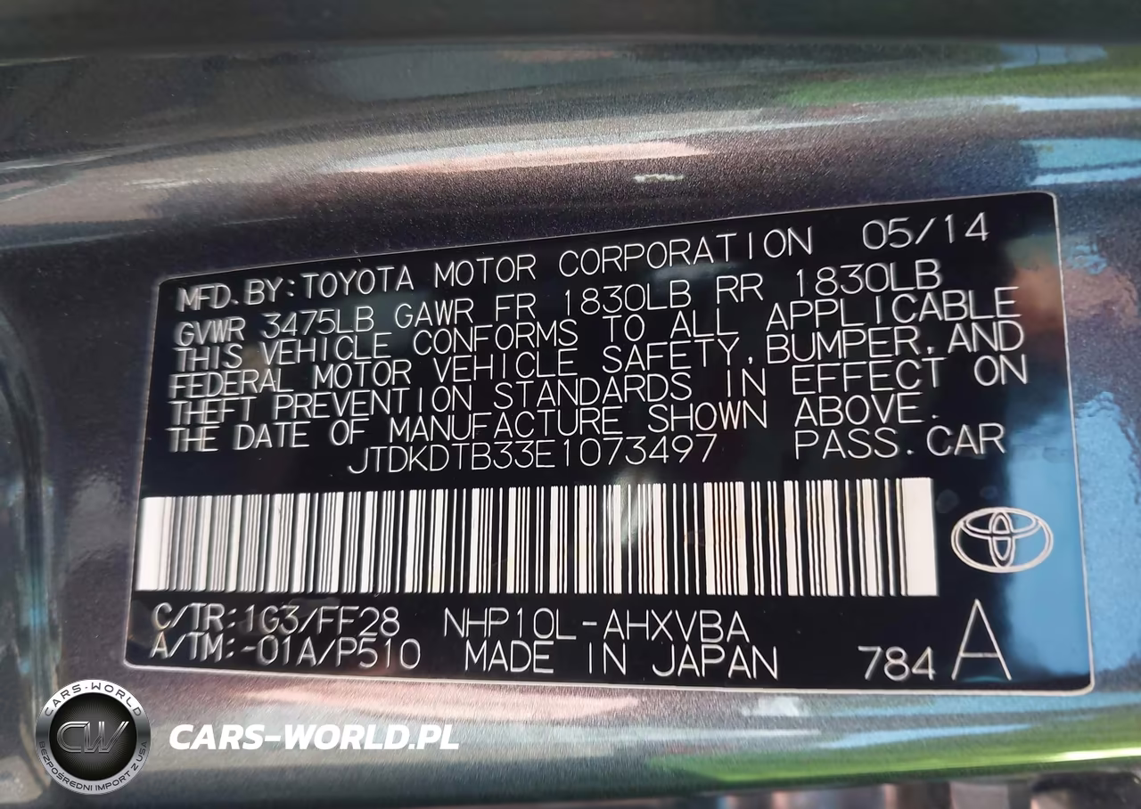 2014 Toyota Prius C Two VIN:JTDKDTB33E1073497 - 9