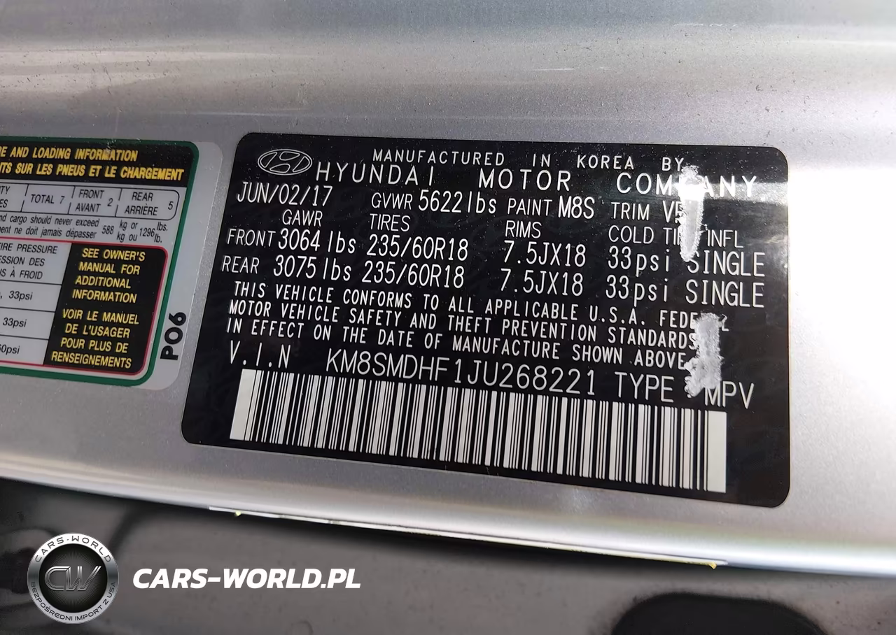 2018 Hyundai Santa Fe Se VIN:KM8SMDHF1JU268221 - 9