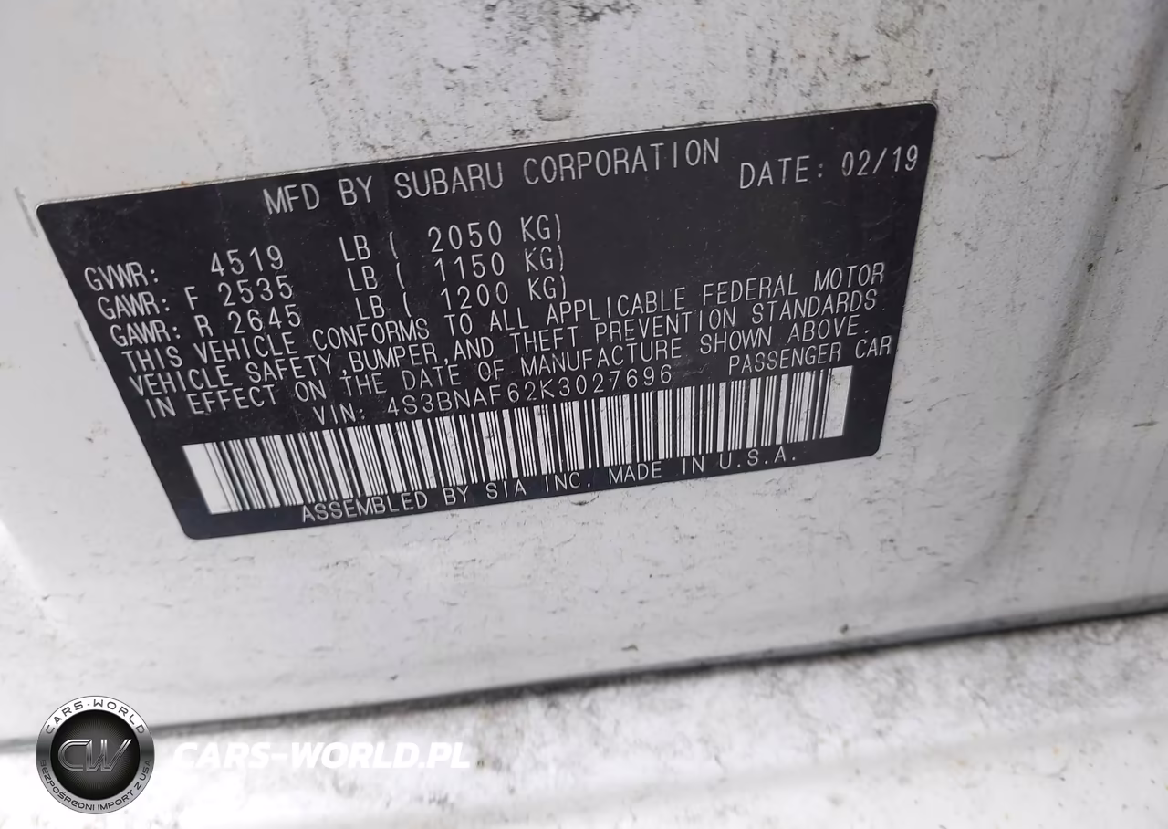 2019 Subaru Legacy 2.5I Premium VIN:4S3BNAF62K3027696 - 9