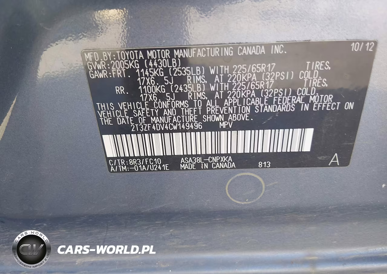 2012 Toyota Rav4 VIN:2T3ZF4DV4CW149496 - 9