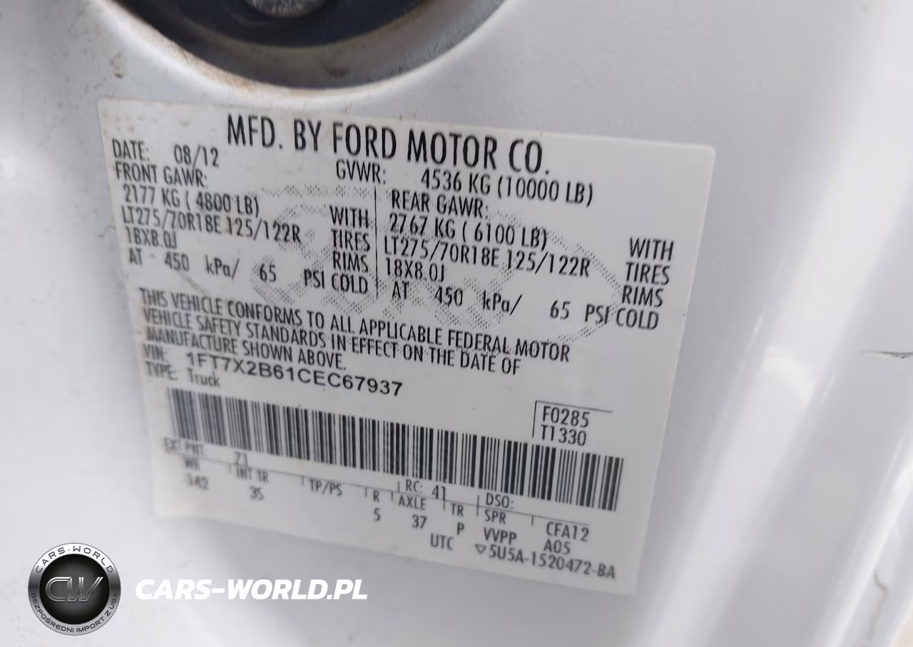 2012 Ford F-250 Xlt VIN:1FT7X2B61CEC67937 - 9