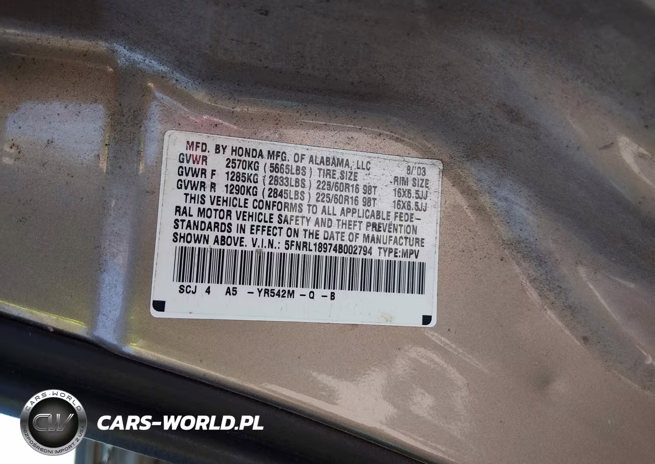 2004 Honda Odyssey Ex-L VIN:5FNRL18974B002794 - 9