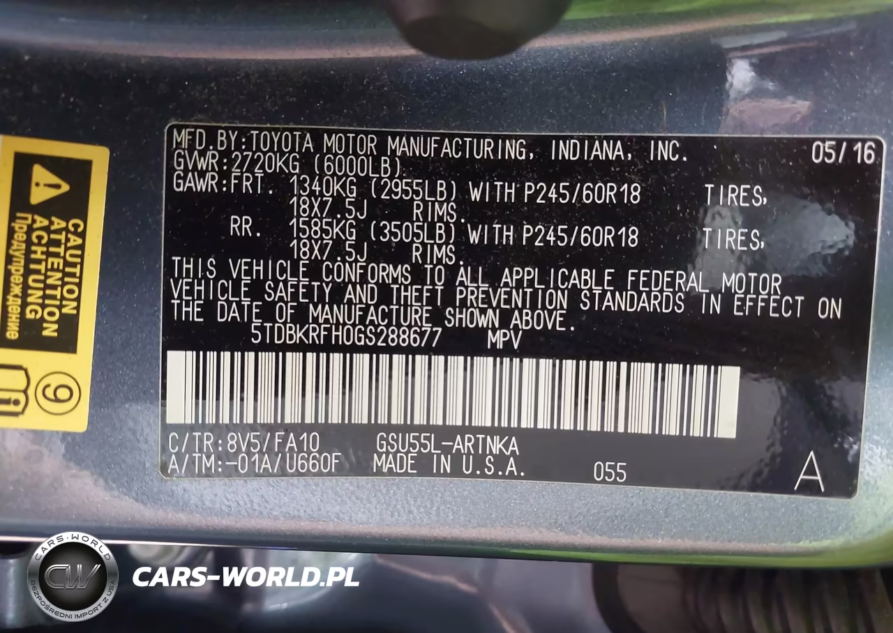 2016 Toyota Highlander Le Plus V6 VIN:5TDBKRFH0GS288677 - 9