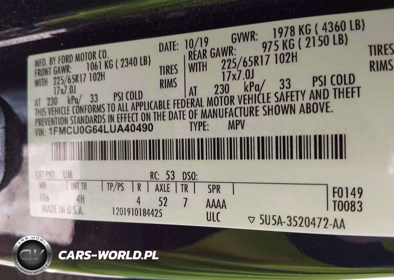 2020 Ford Escape Se VIN:1FMCU0G64LUA40490 - 9