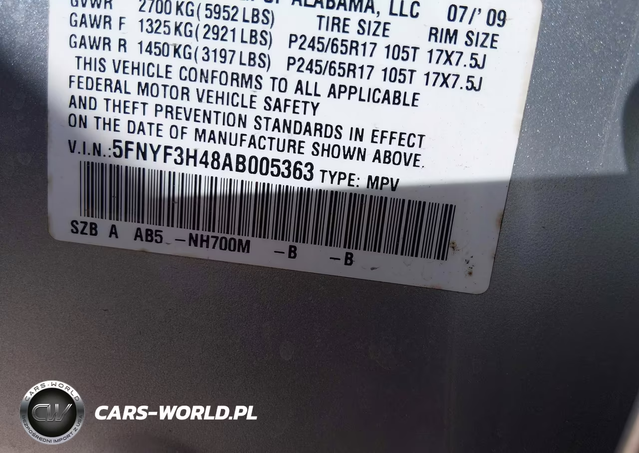 2010 Honda Pilot Ex VIN:5FNYF3H48AB005363 - 9