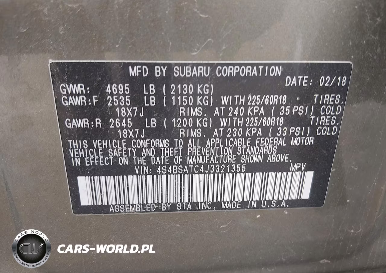 2018 Subaru Outback 2.5I Touring VIN:4S4BSATC4J3321355 - 9