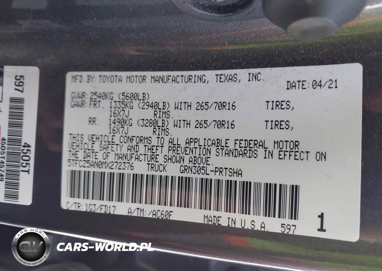 2021 Toyota Tacoma Trd Off-Road VIN:5TFCZ5AN0MX272376 - 9
