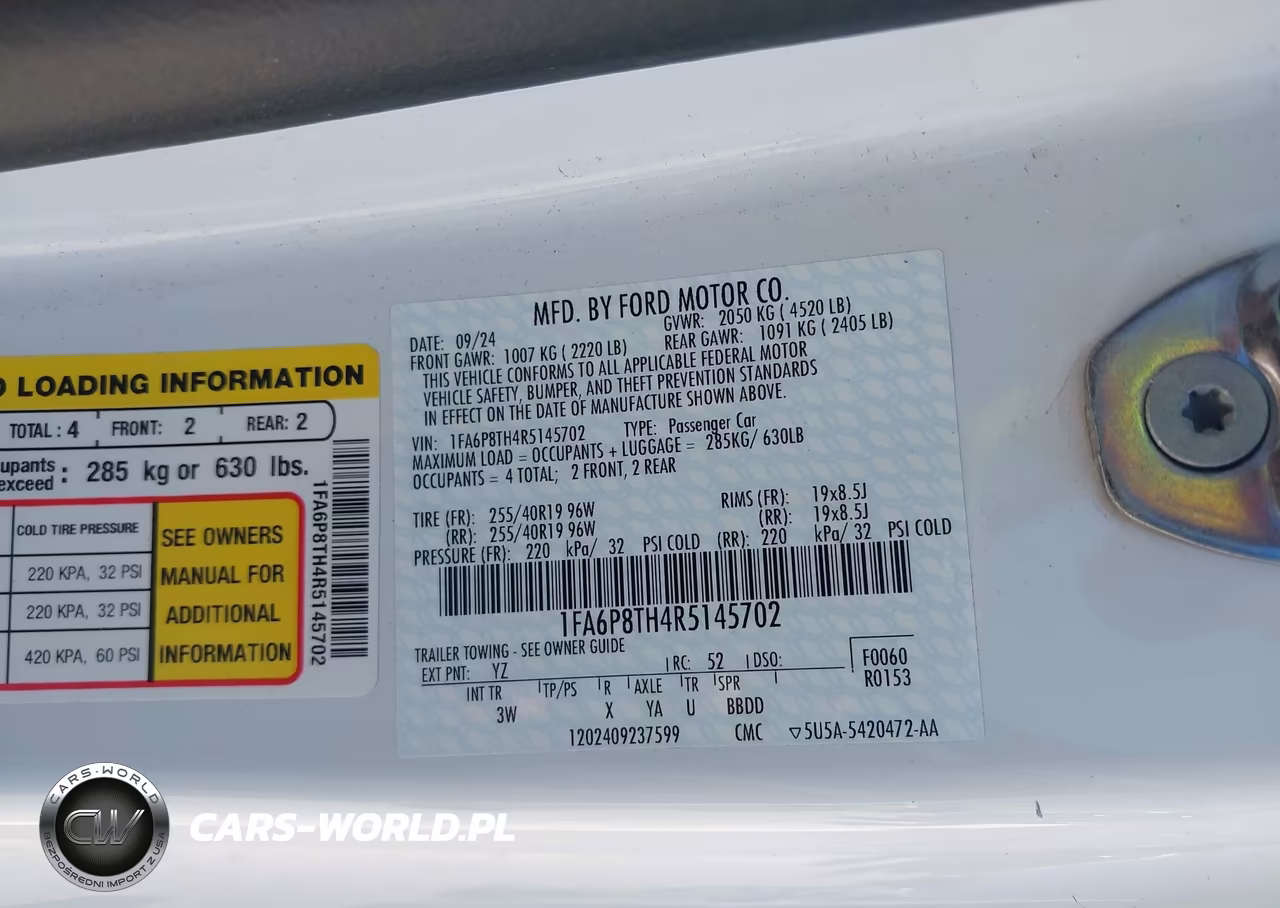 2024 Ford Mustang Ecoboost Premium Fastback VIN:1FA6P8TH4R5145702 - 9