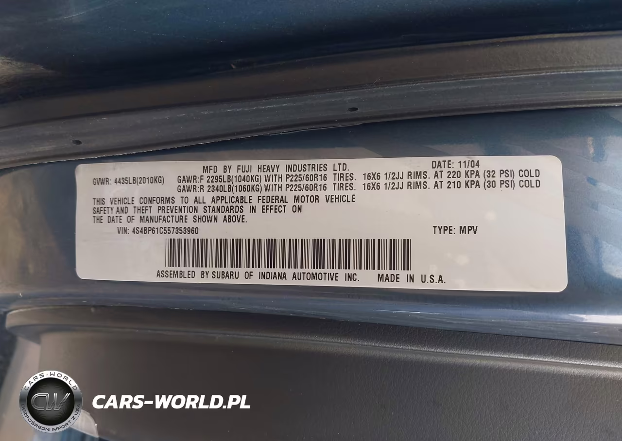 2005 Subaru Outback 2.5I VIN:4S4BP61C557353960 - 9