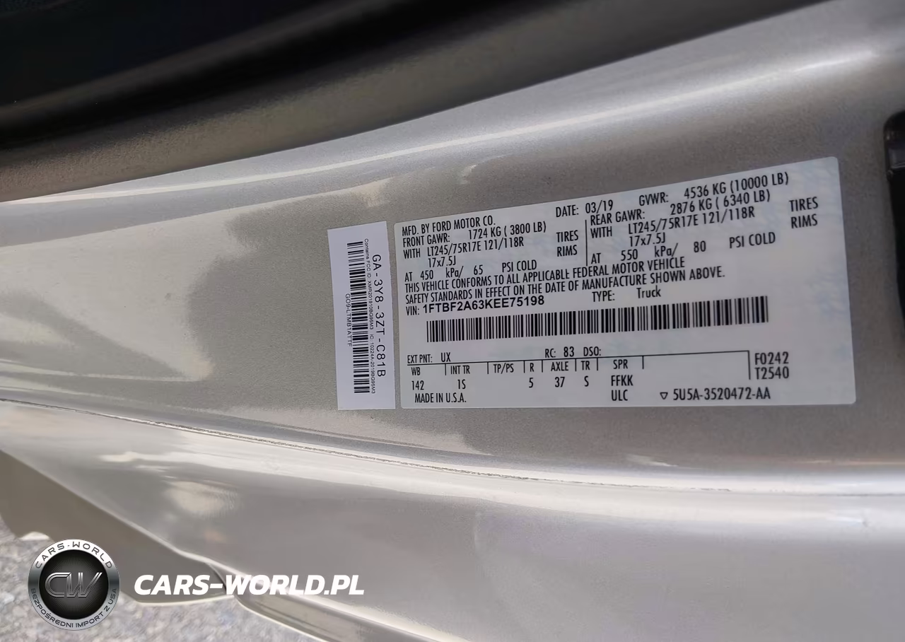 2019 Ford F-250 Xl VIN:1FTBF2A63KEE75198 - 9