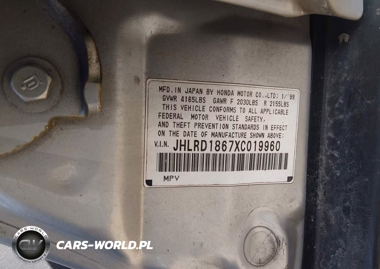 1999 Honda Cr-V Ex VIN:JHLRD1867XC019960 - 9