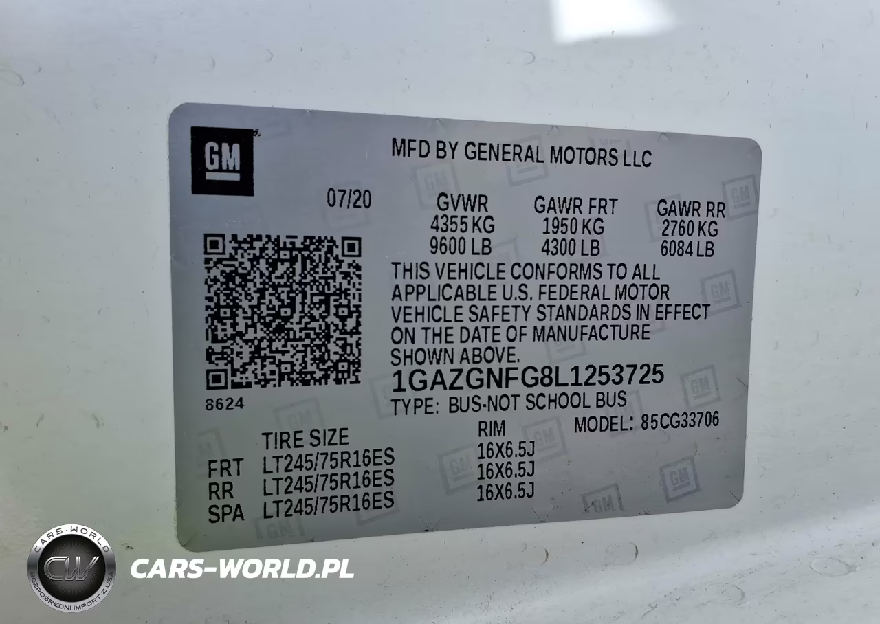 2020 Chevrolet Express Passenger Rwd 3500 Extended Wheelbase Ls VIN:1GAZGNFG8L1253725 - 9