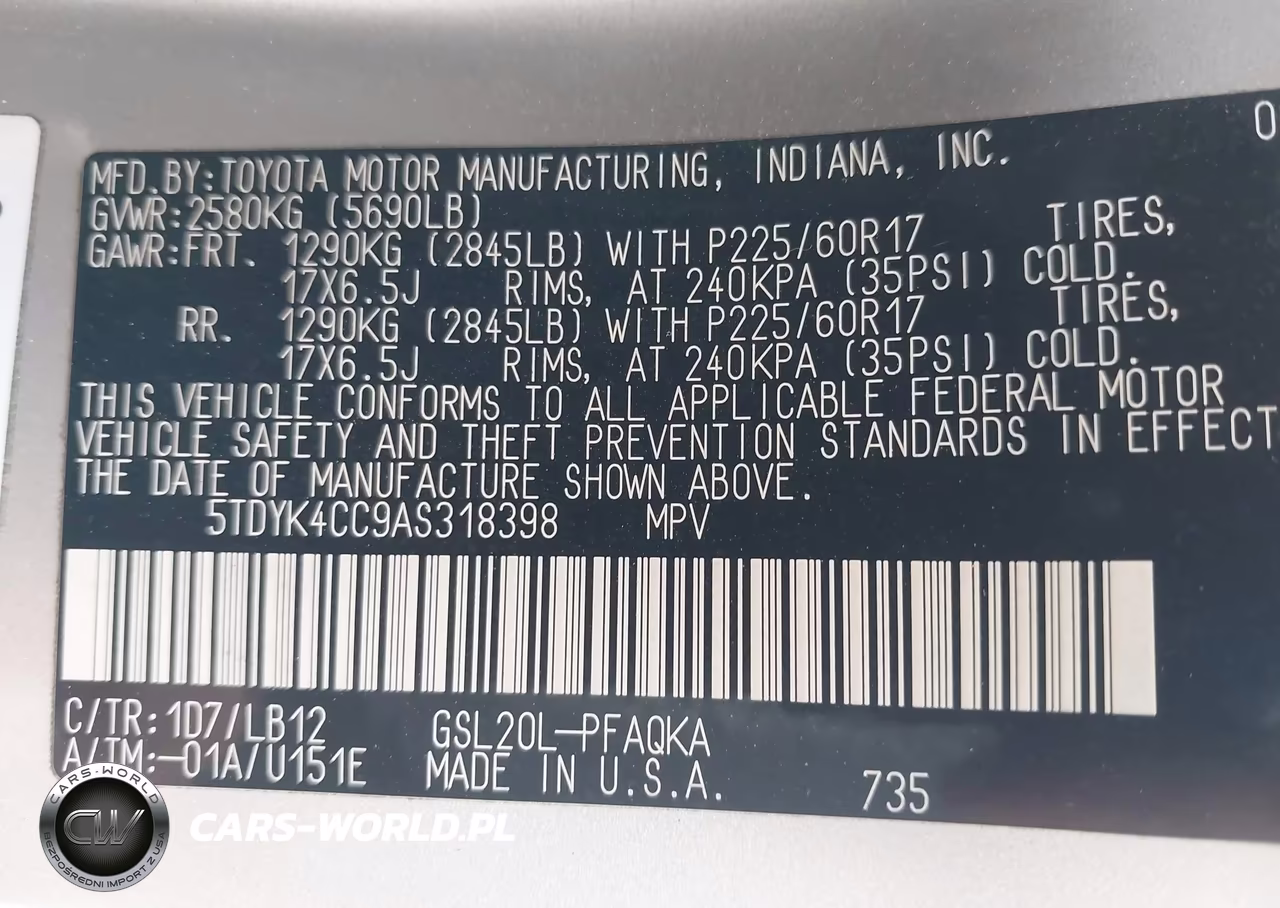 2010 Toyota Sienna Xle VIN:5TDYK4CC9AS318398 - 9