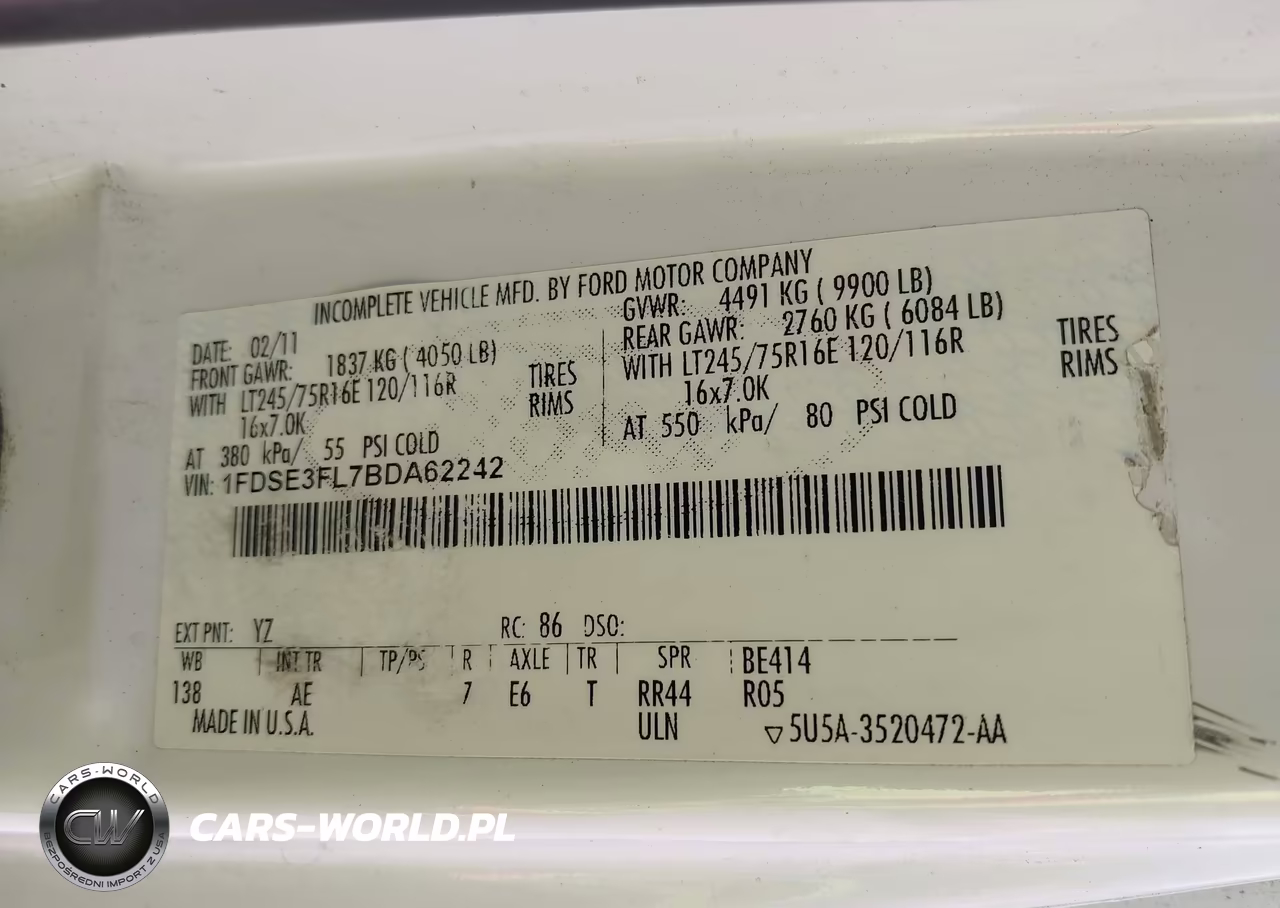 2011 Ford E-350 Cutaway VIN:1FDSE3FL7BDA62242 - 8