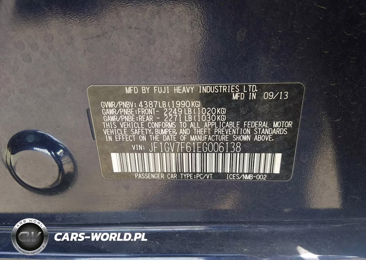 2014 Subaru Impreza Wrx Premium VIN:JF1GV7F61EG006138 - 9