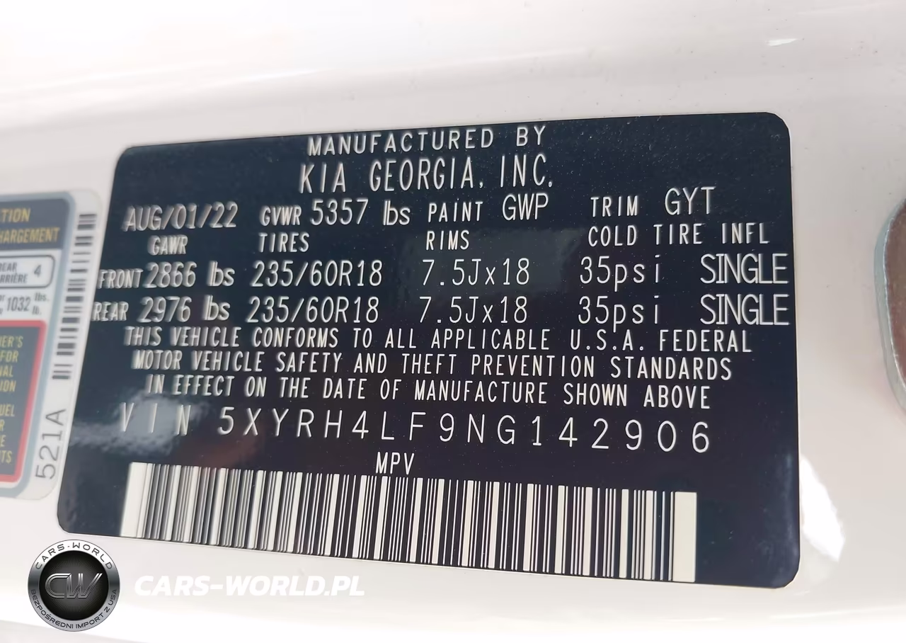 2022 Kia Sorento Ex VIN:5XYRH4LF9NG142906 - 9