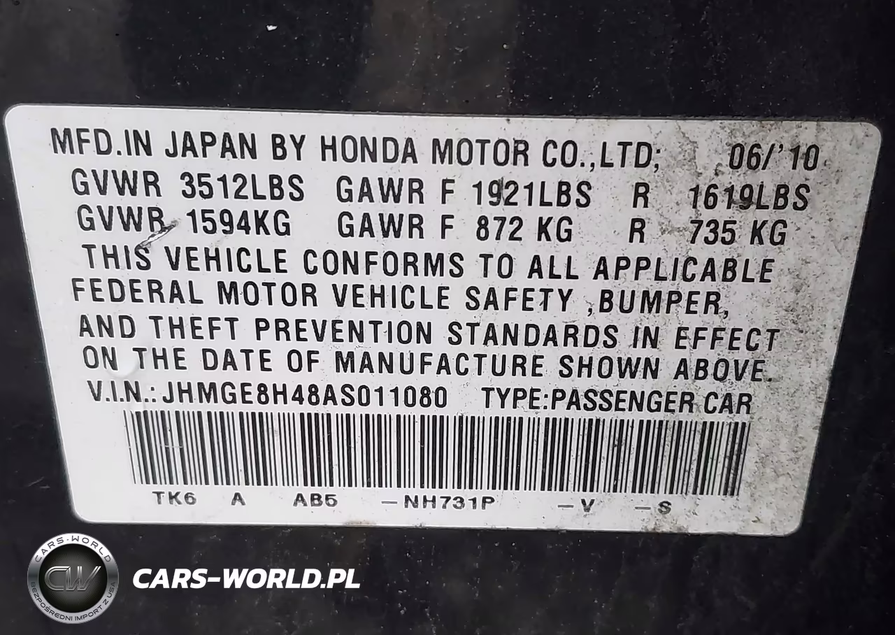 2010 Honda Fit Sport VIN:JHMGE8H48AS011080 - 9