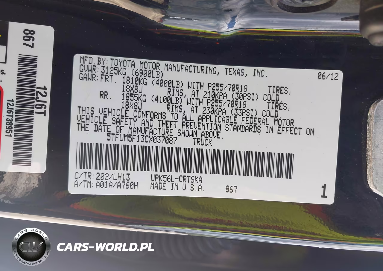 2012 Toyota Tundra Grade 4.6L V8 VIN:5TFUM5F13CX037087 - 9