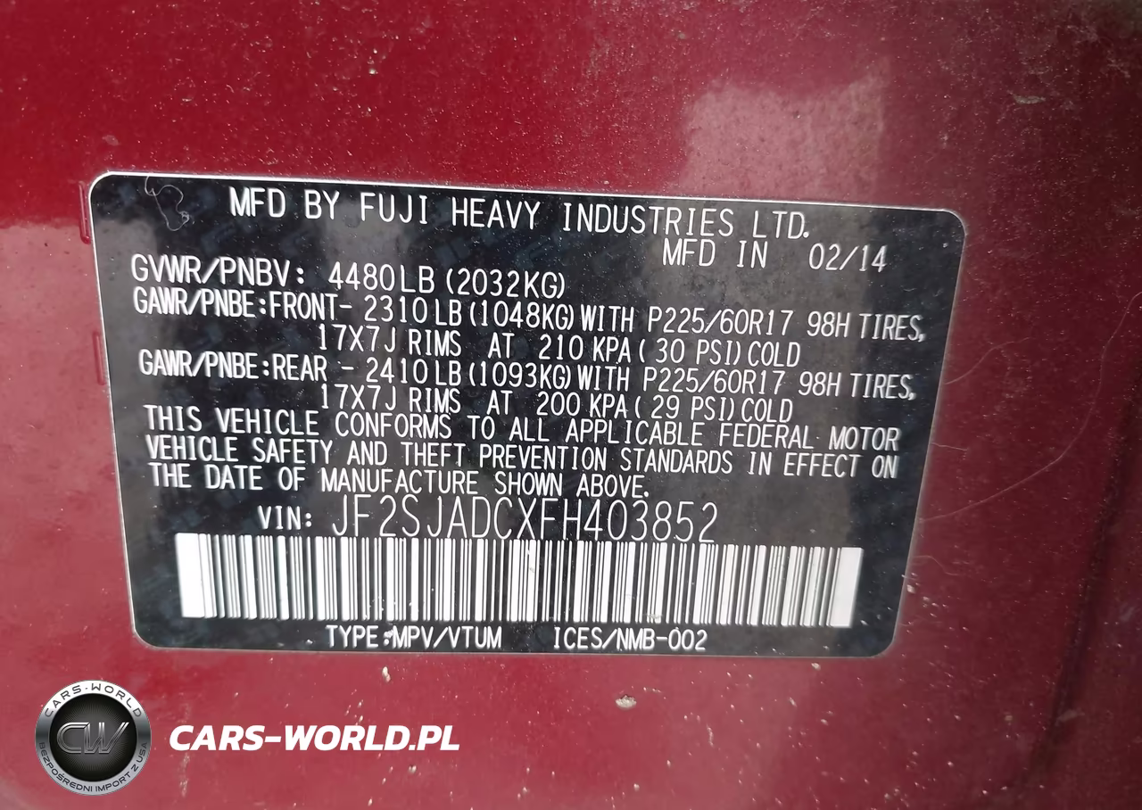 2015 Subaru Forester 2.5I Premium VIN:JF2SJADCXFH403852 - 9
