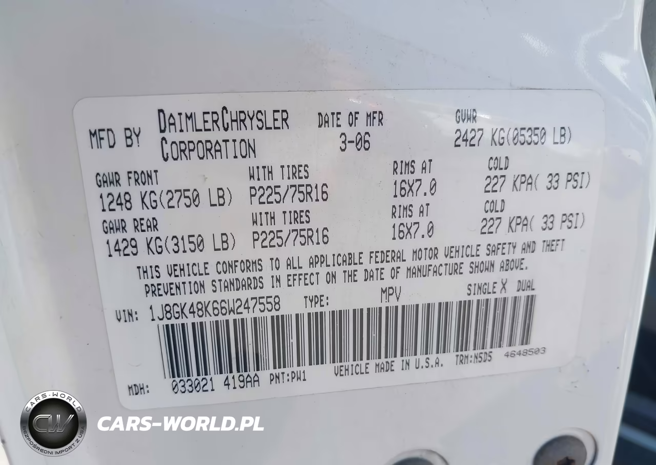 2006 Jeep Liberty Sport VIN:1J8GK48K66W247558 - 9