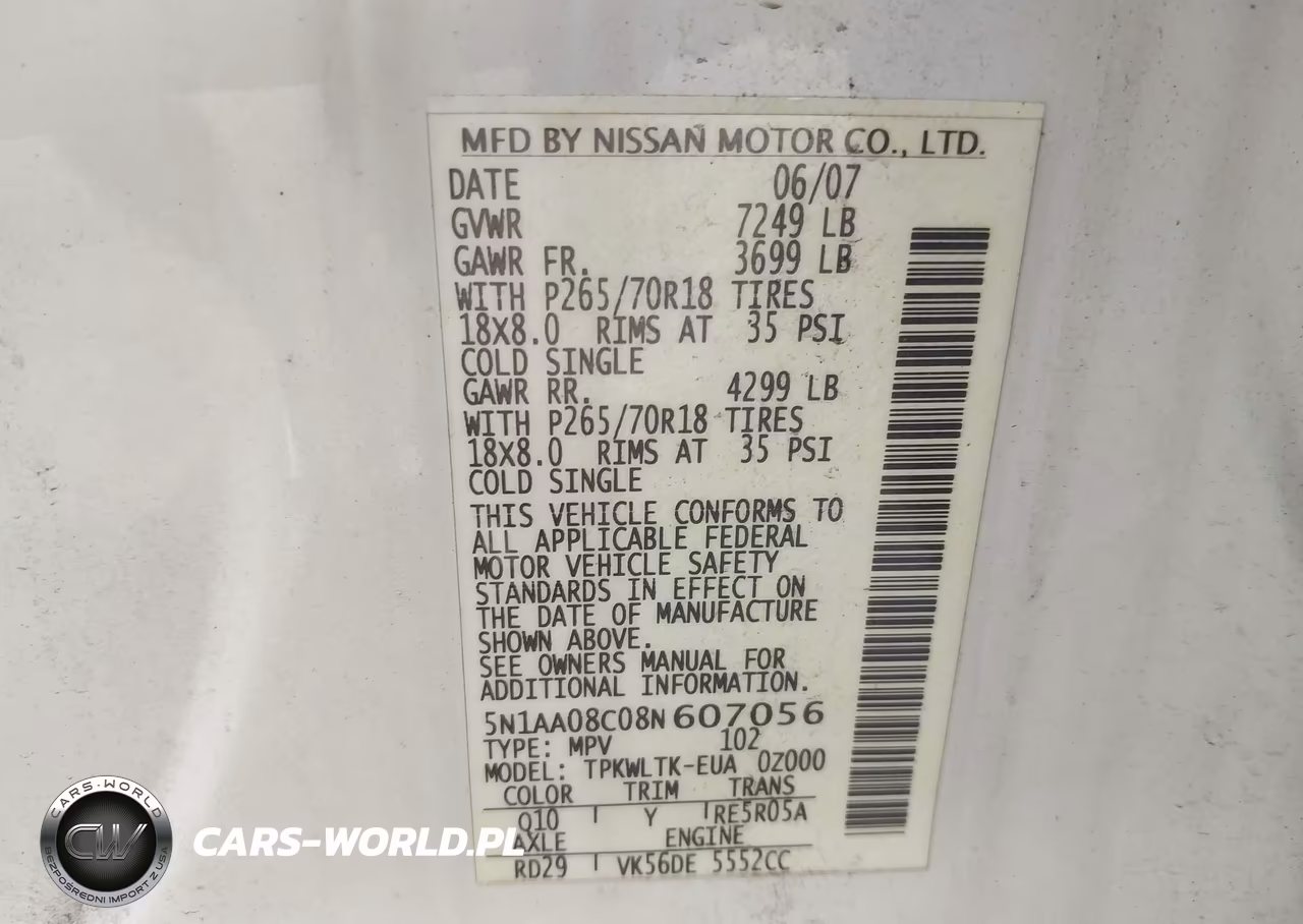 2008 Nissan Armada Se VIN:5N1AA08C08N607056 - 9