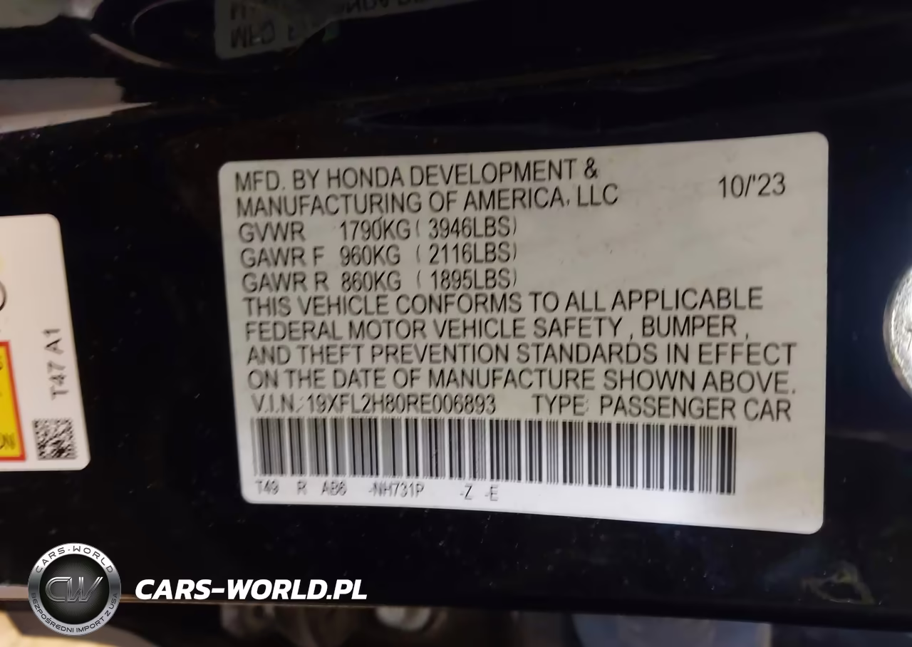 2024 Honda Civic Sport VIN:19XFL2H80RE006893 - 9