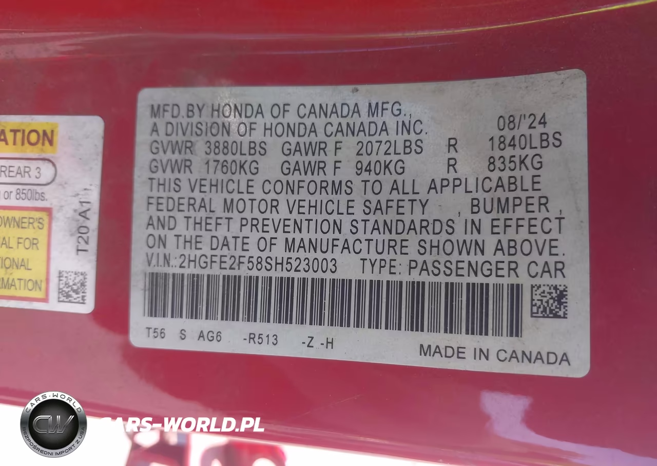 2025 Honda Civic Sport VIN:2HGFE2F58SH523003 - 9