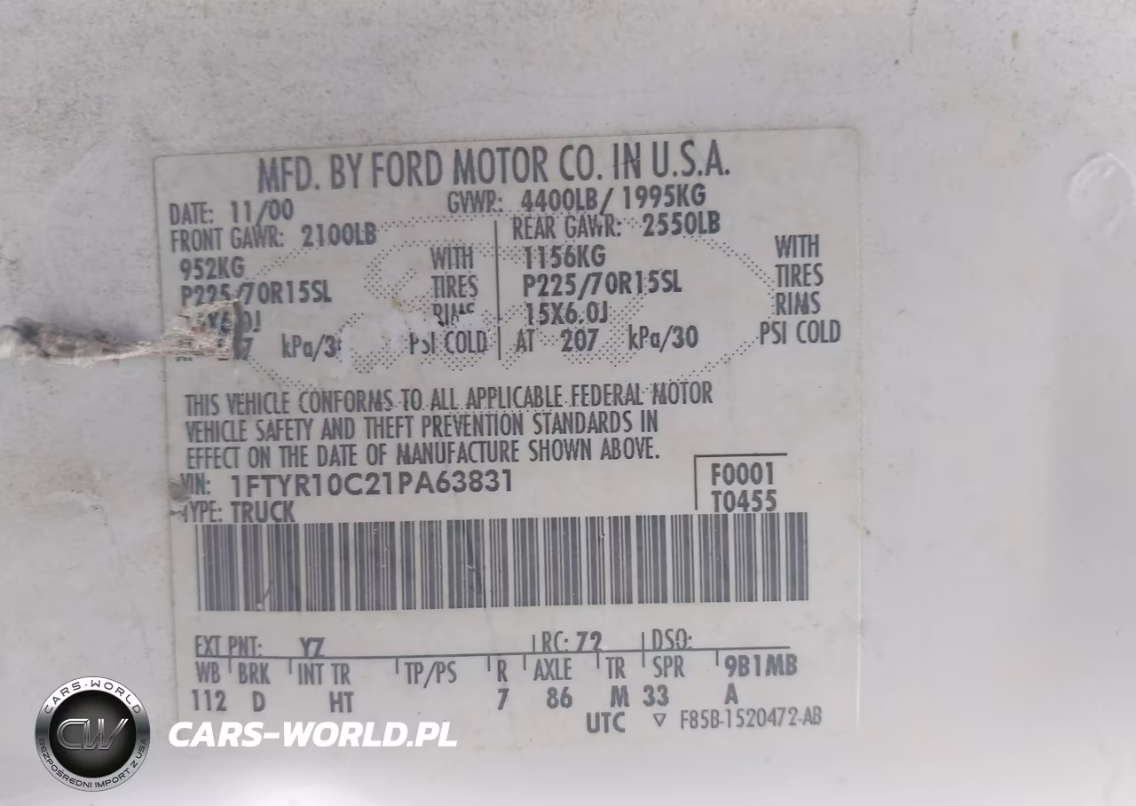 2001 Ford Ranger Xl-Xlt VIN:1FTYR10C21PA63831 - 9