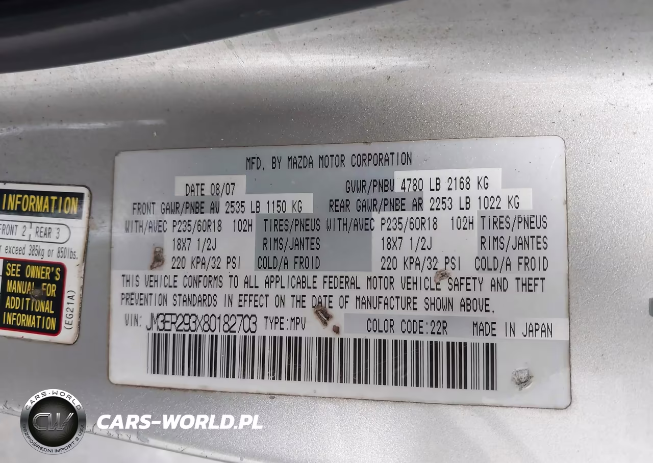2008 Mazda Cx-7 Sport VIN:JM3ER293X80182703 - 9