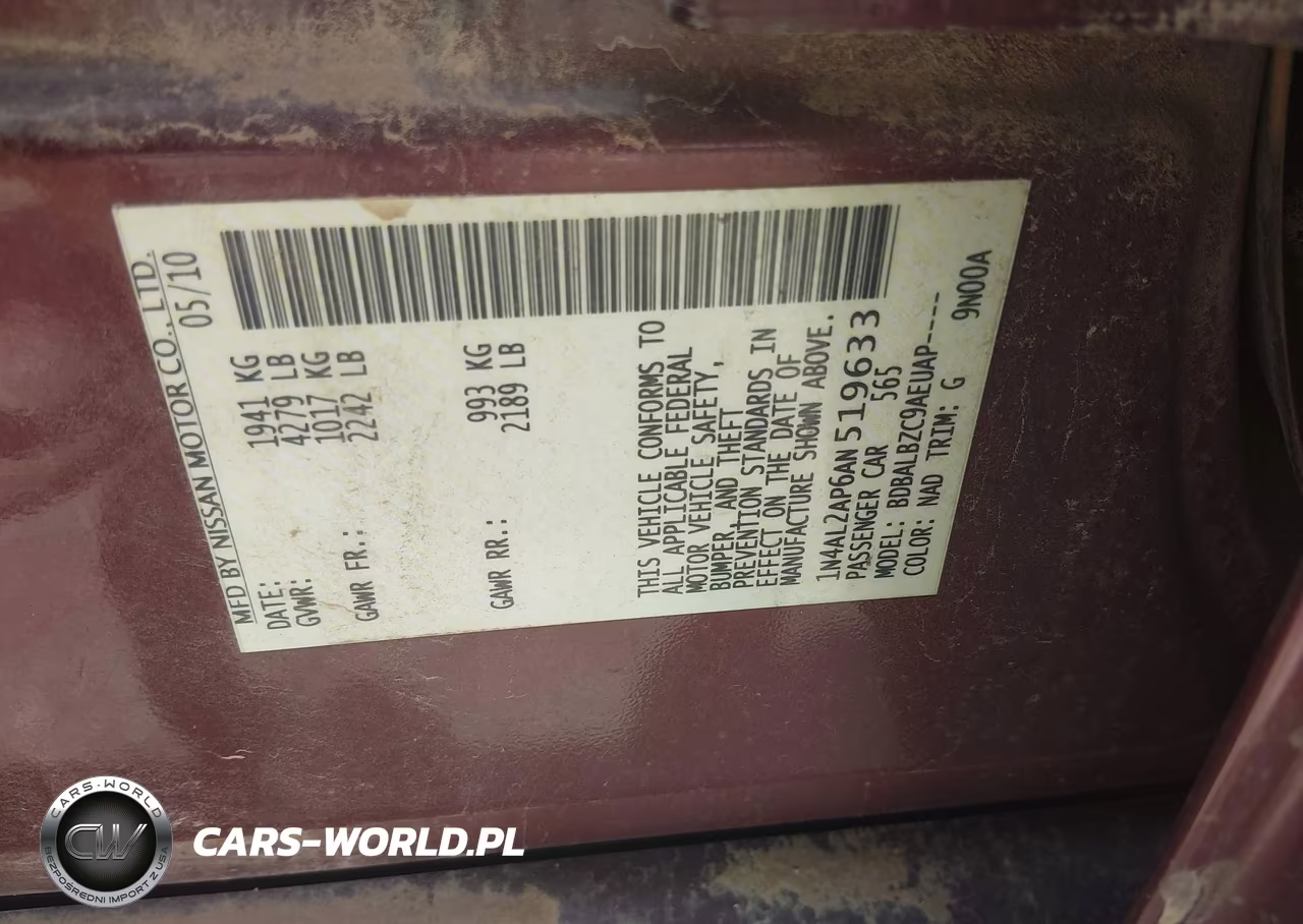 2010 Nissan Altima 2.5 S VIN:1N4AL2AP6AN519633 - 9