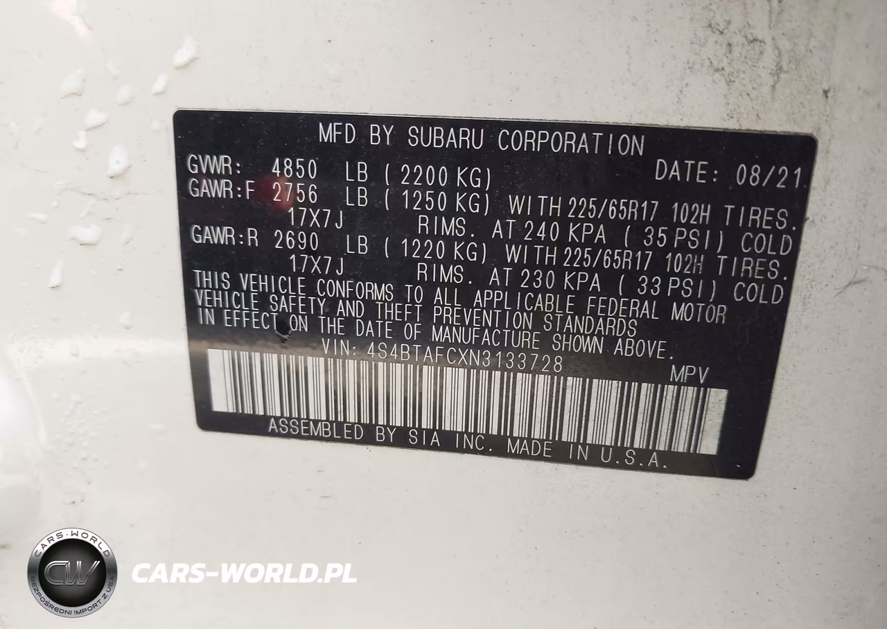 2022 Subaru Outback Premium VIN:4S4BTAFCXN3133728 - 9