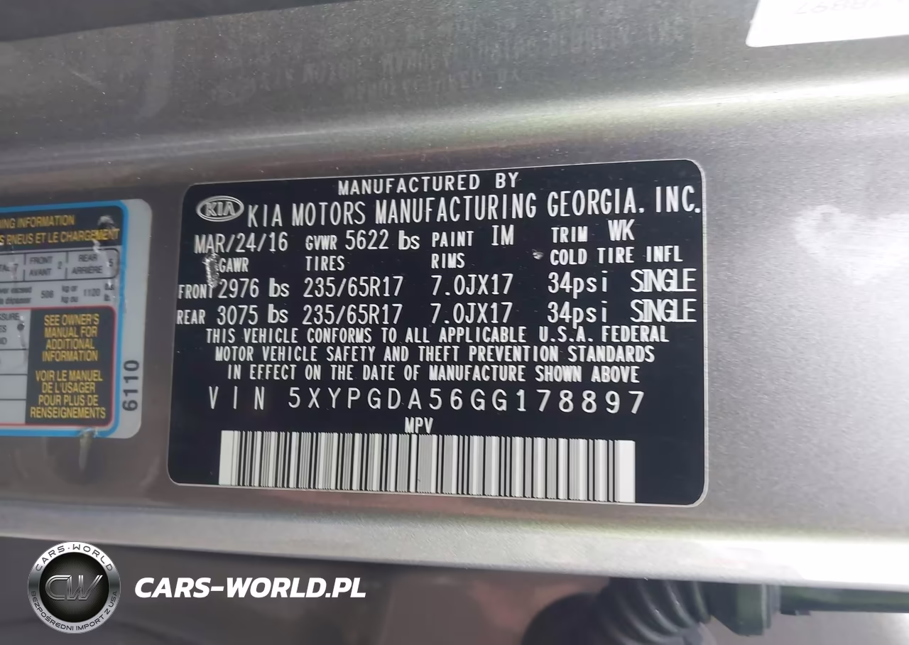 2016 Kia Sorento 3.3L Lx VIN:5XYPGDA56GG178897 - 9
