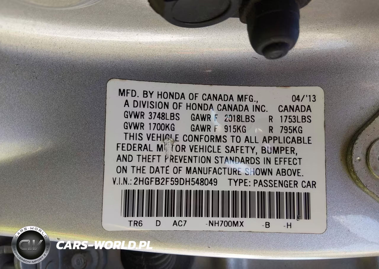 2013 Honda Civic Lx VIN:2HGFB2F59DH548049 - 9