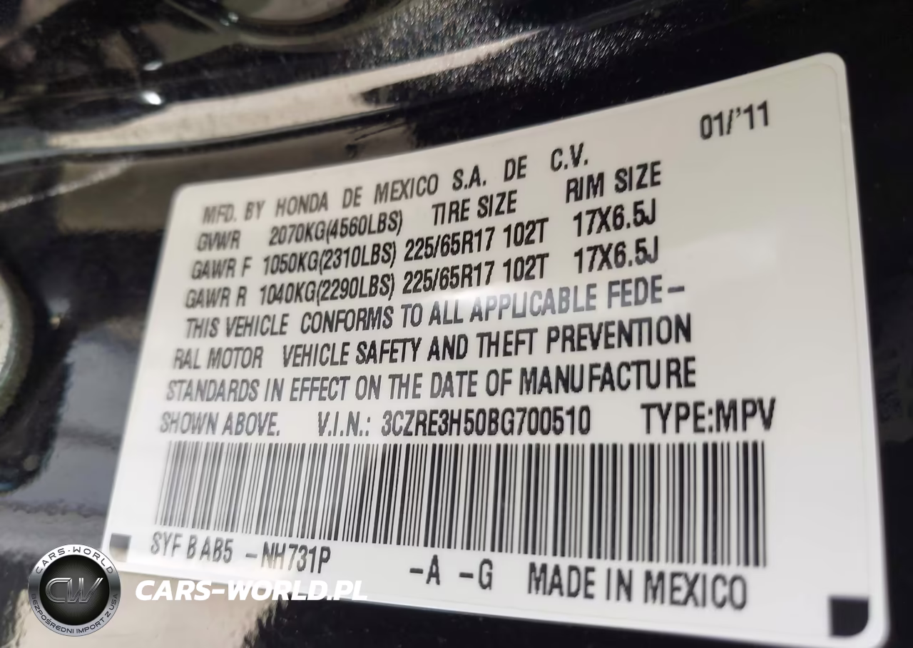 2011 Honda Cr-V Ex VIN:3CZRE3H50BG700510 - 9