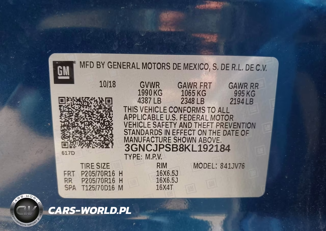 2019 Chevrolet Trax Lt VIN:3GNCJPSB8KL192184 - 9