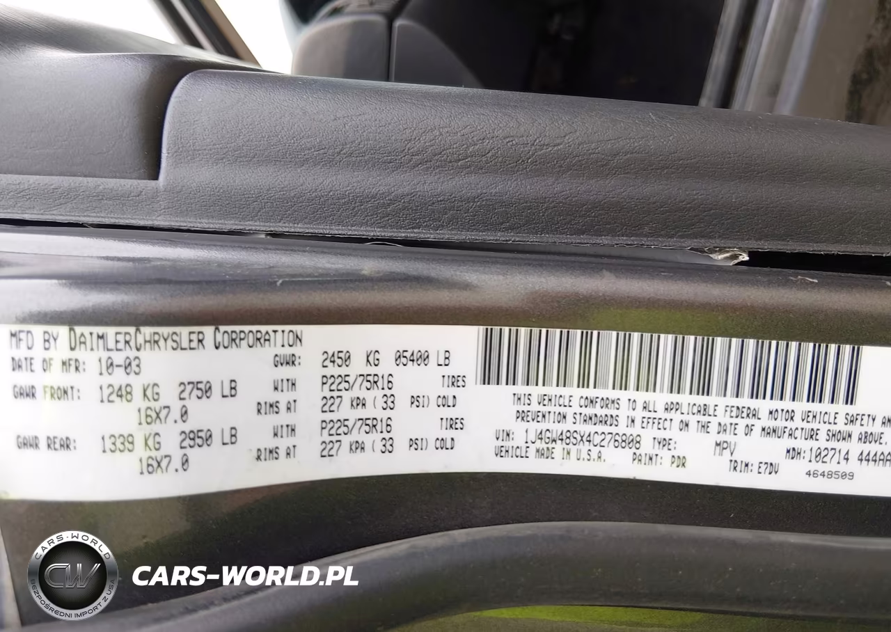 2004 Jeep Grand Cherokee Laredo VIN:1J4GW48SX4C276808 - 9