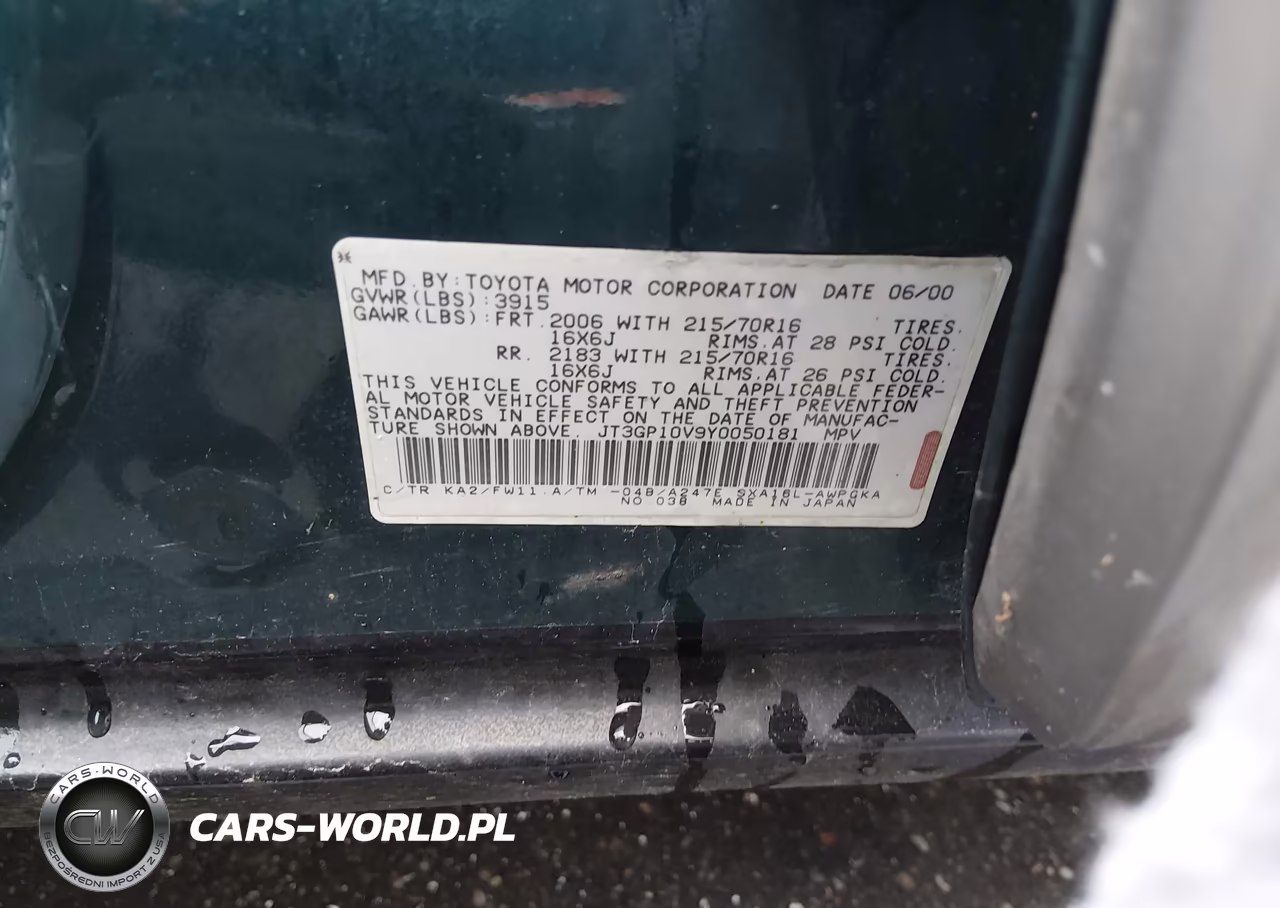 2000 Toyota Rav4 VIN:JT3GP10V9Y0050181 - 8