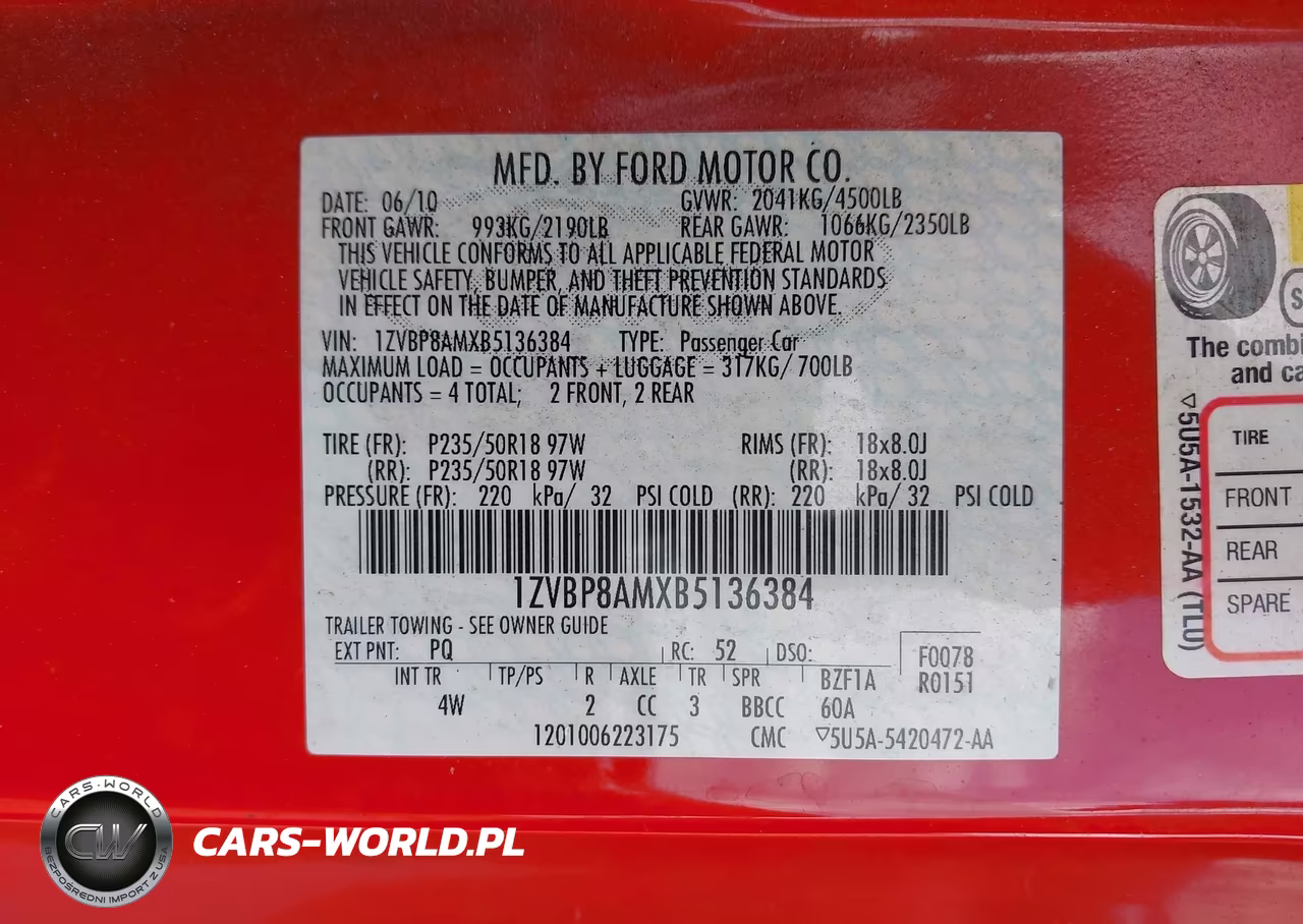 2011 Ford Mustang V6 Premium VIN:1ZVBP8AMXB5136384 - 9