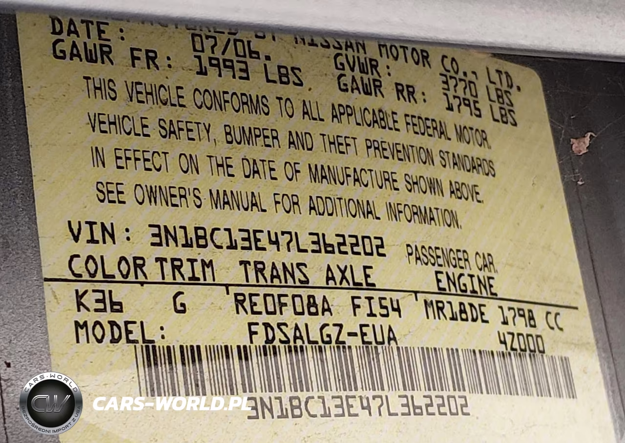 2007 Nissan Versa 1.8Sl VIN:3N1BC13E47L362202 - 9