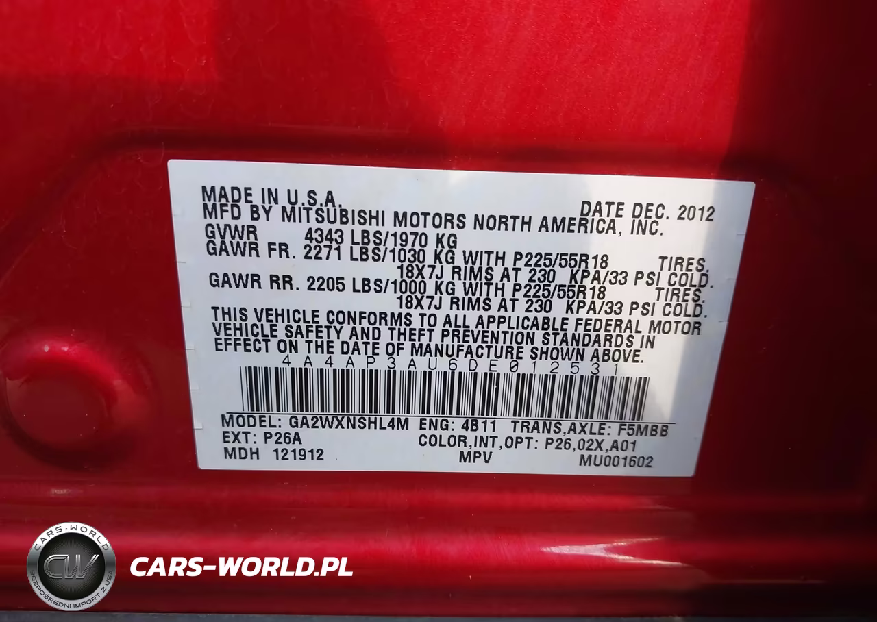 2013 Mitsubishi Outlander Sport Es VIN:4A4AP3AU6DE012531 - 9